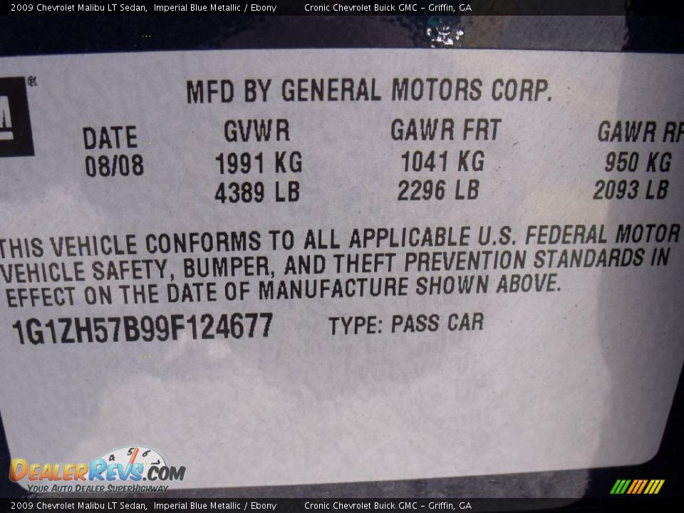 2009 Chevrolet Malibu LT Sedan Imperial Blue Metallic / Ebony Photo #22