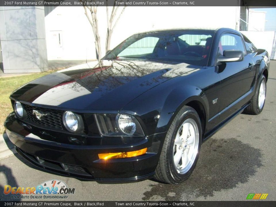 2007 Ford Mustang GT Premium Coupe Black / Black/Red Photo #6
