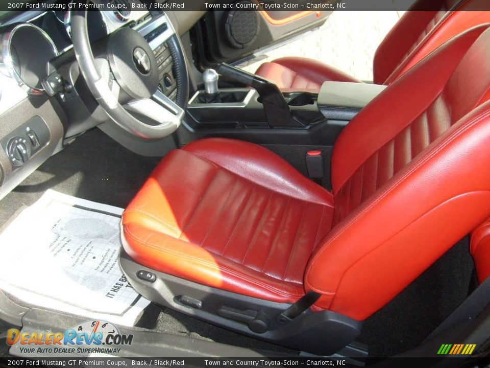 2007 Ford Mustang GT Premium Coupe Black / Black/Red Photo #13