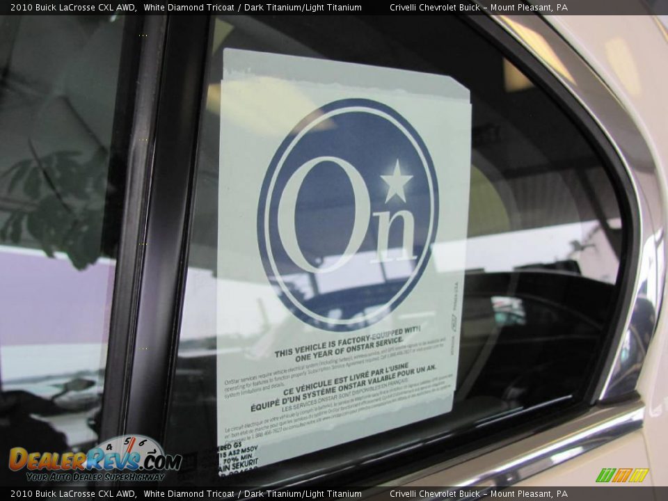 2010 Buick LaCrosse CXL AWD White Diamond Tricoat / Dark Titanium/Light Titanium Photo #26
