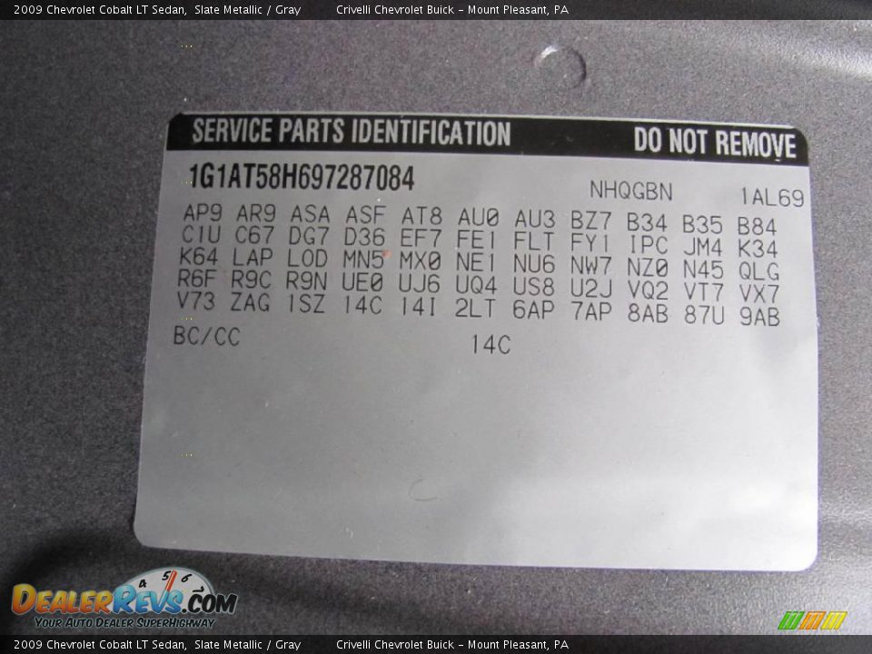 2009 Chevrolet Cobalt LT Sedan Slate Metallic / Gray Photo #28