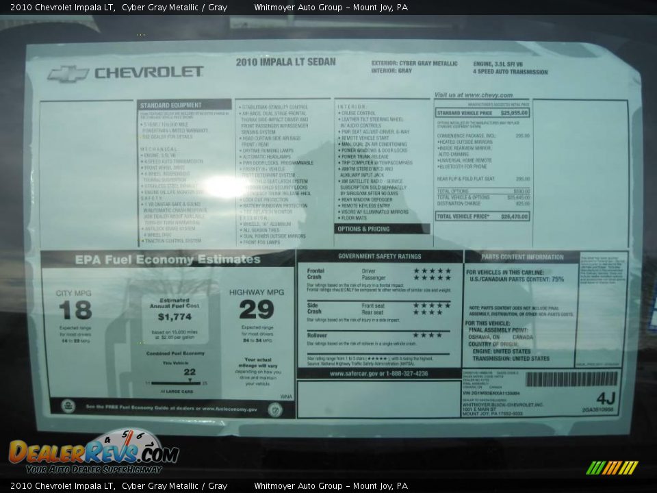 2010 Chevrolet Impala LT Cyber Gray Metallic / Gray Photo #6
