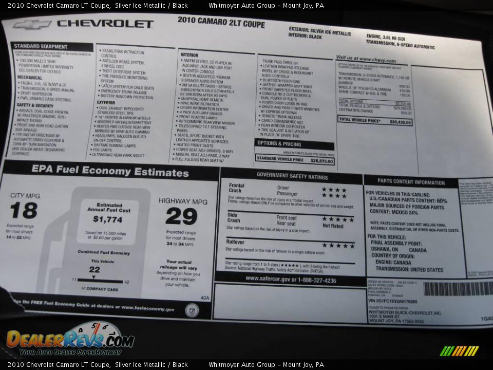 2010 Chevrolet Camaro LT Coupe Silver Ice Metallic / Black Photo #6