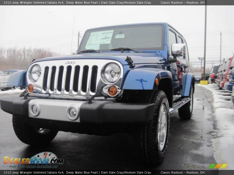 2010 Jeep Wrangler Unlimited Sahara 4x4 Deep Water Blue Pearl / Dark Slate Gray/Medium Slate Gray Photo #1