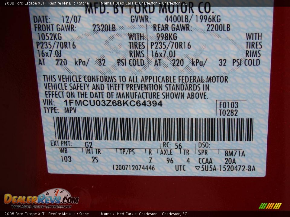 2008 Ford Escape XLT Redfire Metallic / Stone Photo #35
