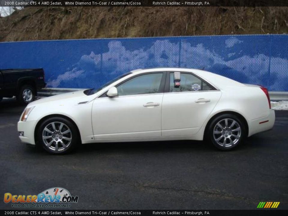 2008 Cadillac CTS 4 AWD Sedan White Diamond Tri-Coat / Cashmere/Cocoa Photo #2