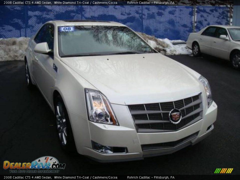 2008 Cadillac CTS 4 AWD Sedan White Diamond Tri-Coat / Cashmere/Cocoa Photo #6