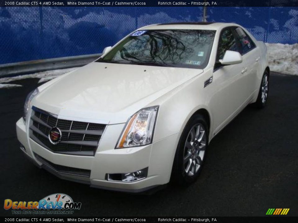 2008 Cadillac CTS 4 AWD Sedan White Diamond Tri-Coat / Cashmere/Cocoa Photo #8