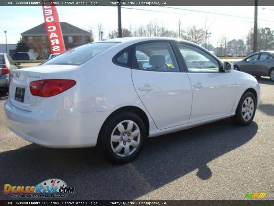 2008 Hyundai Elantra GLS Sedan Captiva White / Beige Photo 6