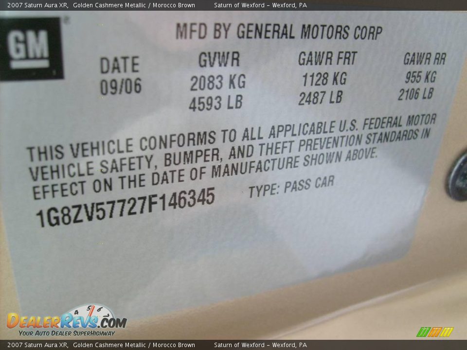 2007 Saturn Aura XR Golden Cashmere Metallic / Morocco Brown Photo #18