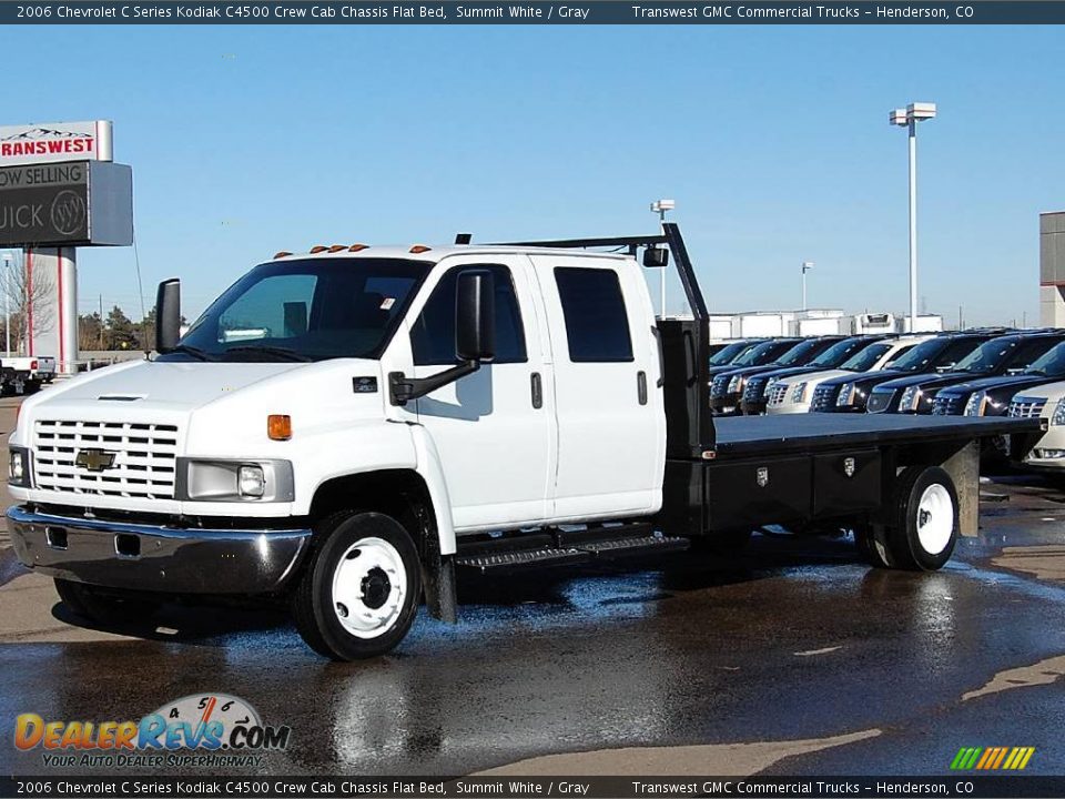 2006 Chevrolet C Series Kodiak C4500 Crew Cab Chassis Flat Bed Summit White / Gray Photo #4