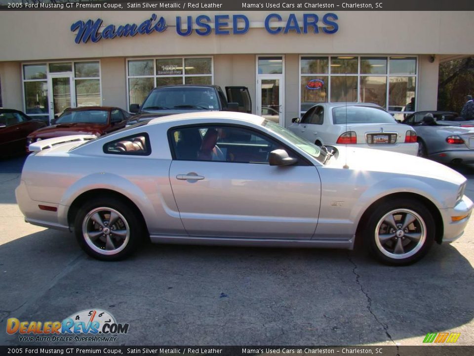 2005 Ford Mustang GT Premium Coupe Satin Silver Metallic / Red Leather Photo #1