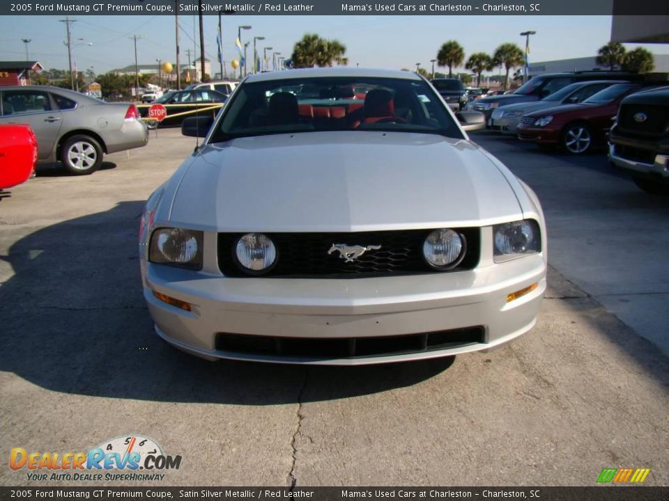2005 Ford Mustang GT Premium Coupe Satin Silver Metallic / Red Leather Photo #3