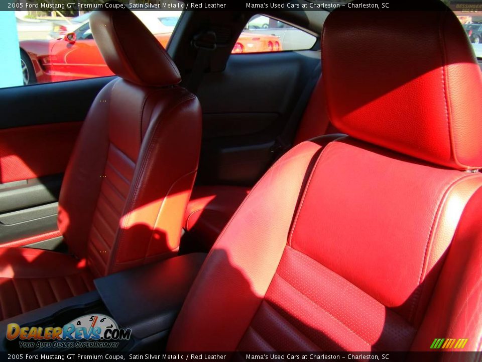 2005 Ford Mustang GT Premium Coupe Satin Silver Metallic / Red Leather Photo #11