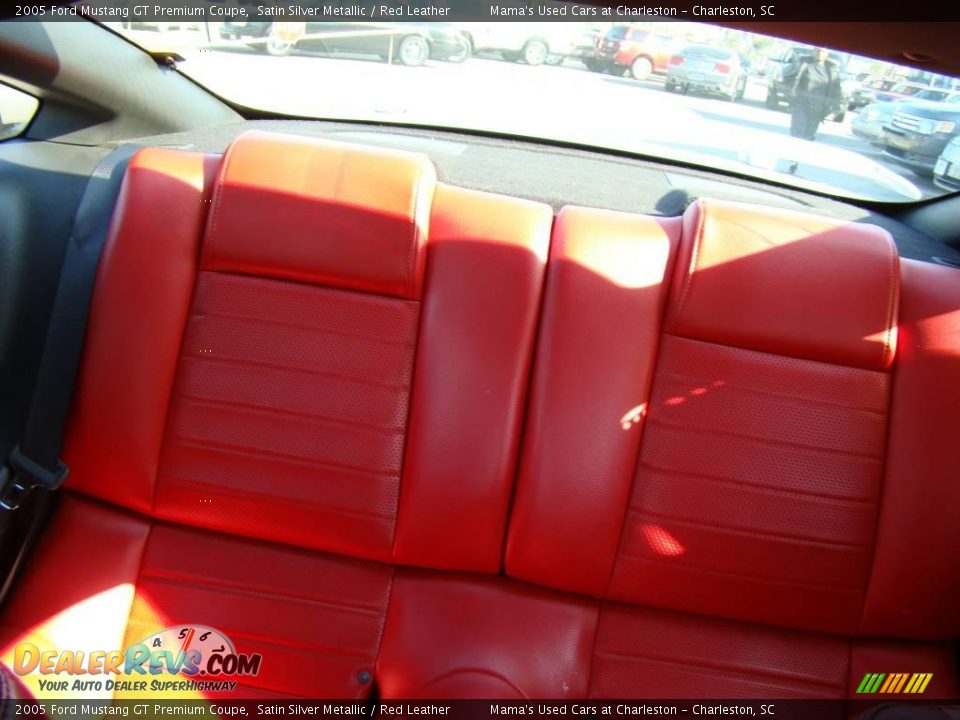 2005 Ford Mustang GT Premium Coupe Satin Silver Metallic / Red Leather Photo #13