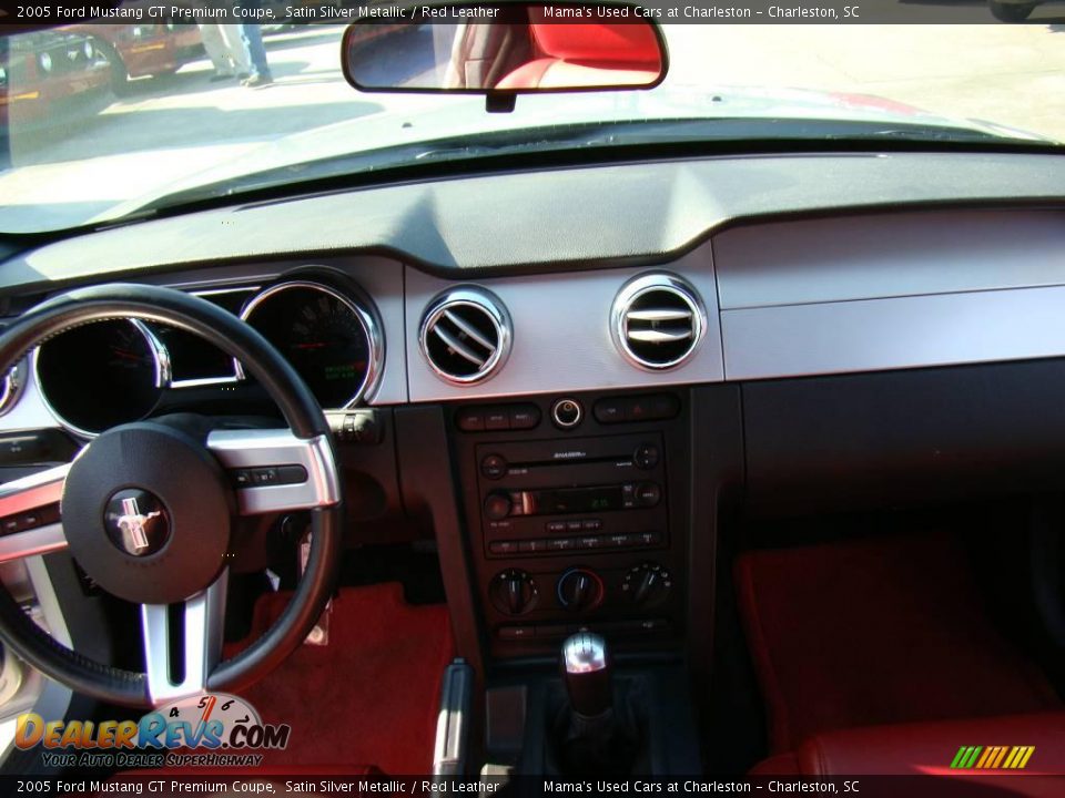2005 Ford Mustang GT Premium Coupe Satin Silver Metallic / Red Leather Photo #14