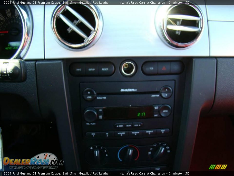2005 Ford Mustang GT Premium Coupe Satin Silver Metallic / Red Leather Photo #16