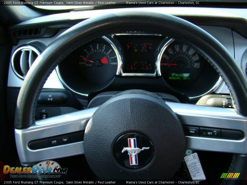 2005 Ford Mustang GT Premium Coupe Satin Silver Metallic / Red Leather Photo #18