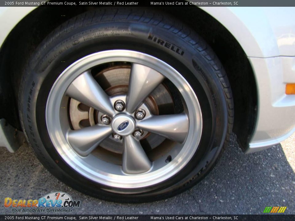 2005 Ford Mustang GT Premium Coupe Satin Silver Metallic / Red Leather Photo #22