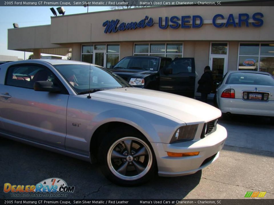 2005 Ford Mustang GT Premium Coupe Satin Silver Metallic / Red Leather Photo #23