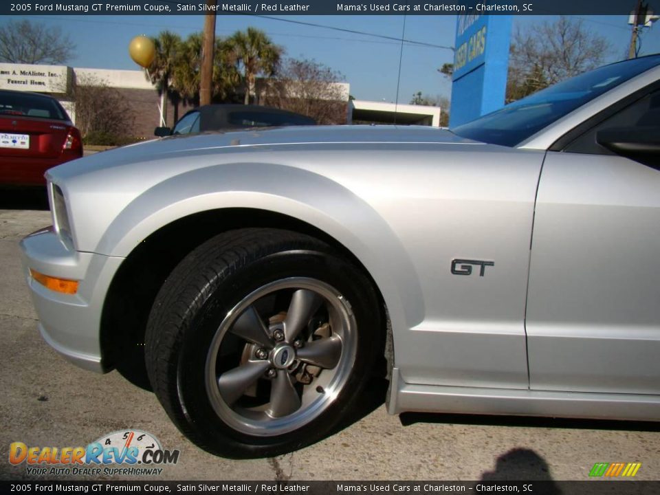 2005 Ford Mustang GT Premium Coupe Satin Silver Metallic / Red Leather Photo #24