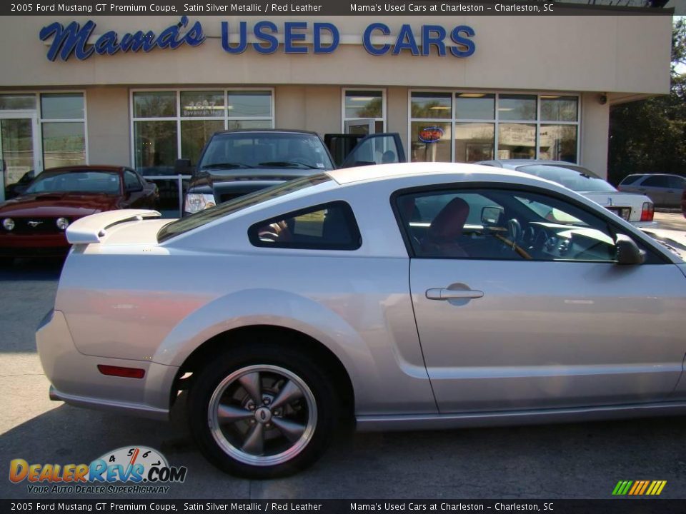 2005 Ford Mustang GT Premium Coupe Satin Silver Metallic / Red Leather Photo #26