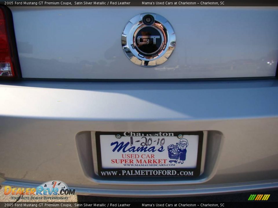 2005 Ford Mustang GT Premium Coupe Satin Silver Metallic / Red Leather Photo #32