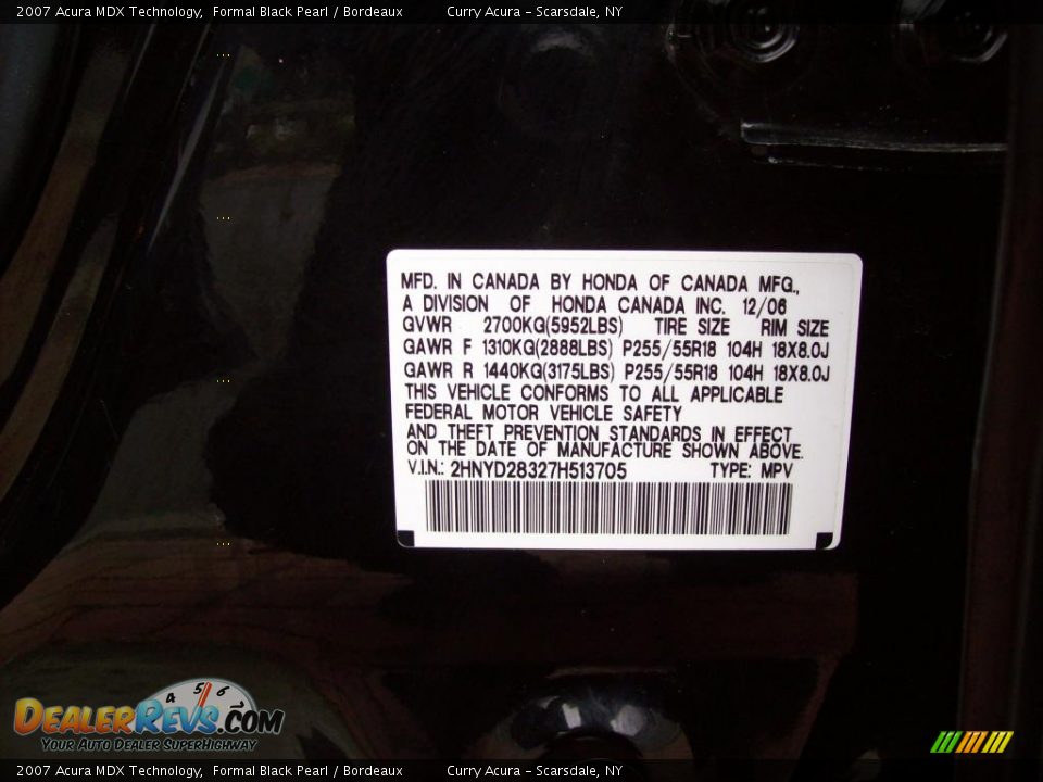 2007 Acura MDX Technology Formal Black Pearl / Bordeaux Photo #25