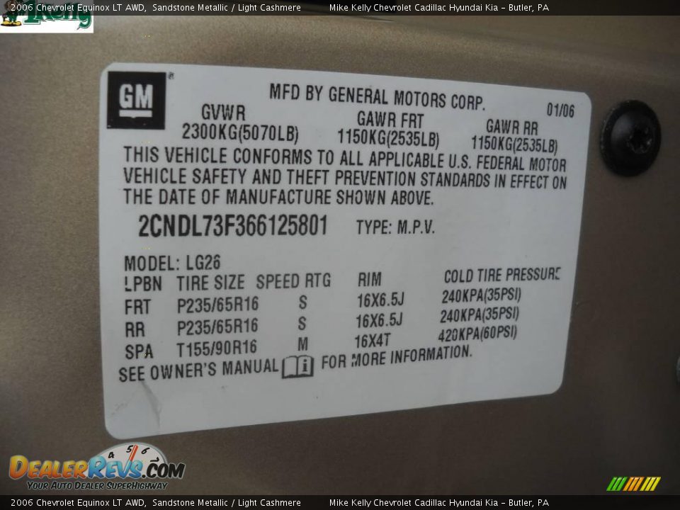 2006 Chevrolet Equinox LT AWD Sandstone Metallic / Light Cashmere Photo #10