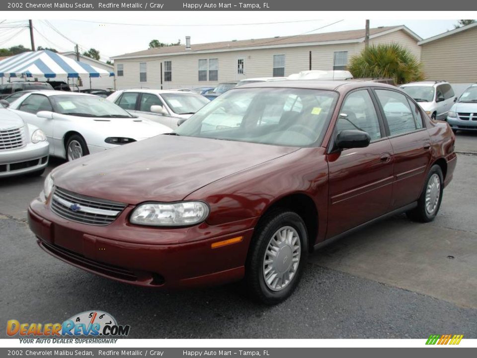 2002 Chevrolet Malibu Sedan Redfire Metallic / Gray Photo #2