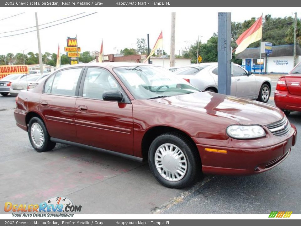 2002 Chevrolet Malibu Sedan Redfire Metallic / Gray Photo #8