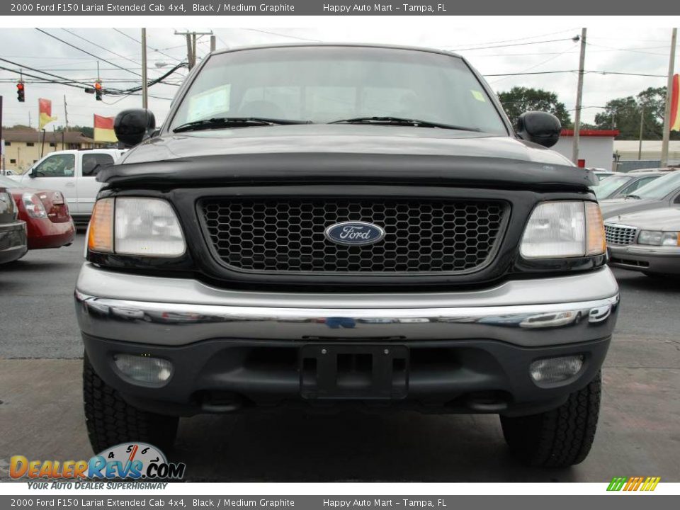 2000 Ford F150 Lariat Extended Cab 4x4 Black / Medium Graphite Photo #3