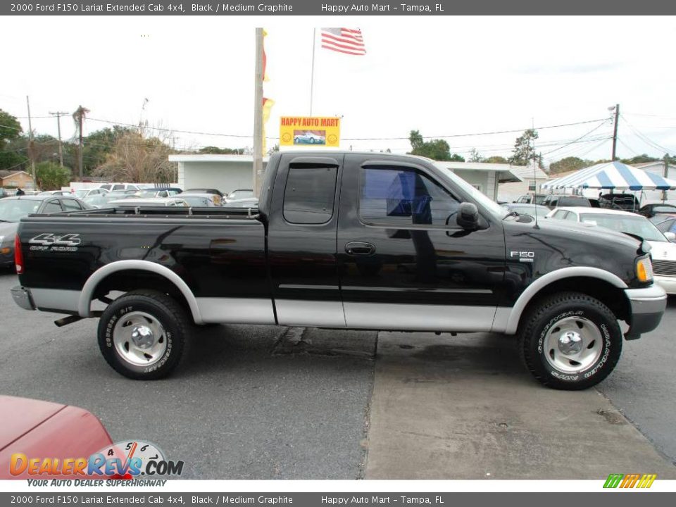 2000 Ford F150 Lariat Extended Cab 4x4 Black / Medium Graphite Photo #5