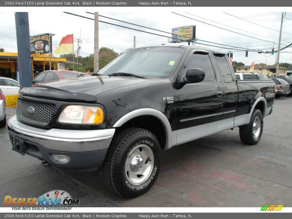 2000 Ford F150 Lariat Extended Cab 4x4 Black / Medium Graphite Photo #7