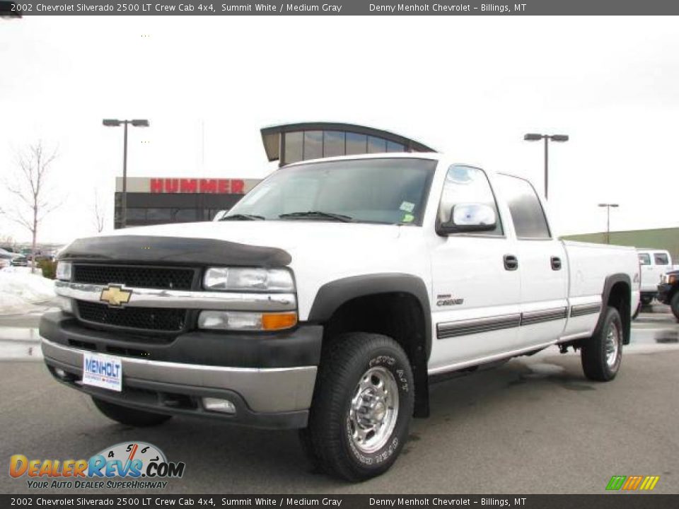 2002 Chevrolet Silverado 2500 LT Crew Cab 4x4 Summit White / Medium Gray Photo #2