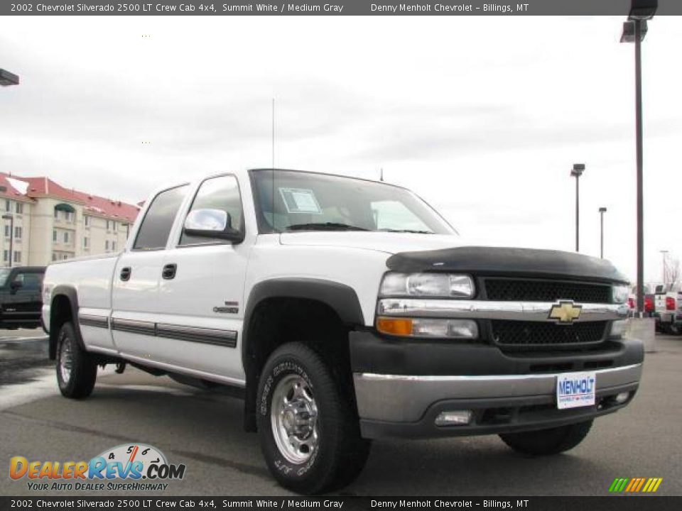 2002 Chevrolet Silverado 2500 LT Crew Cab 4x4 Summit White / Medium Gray Photo #3