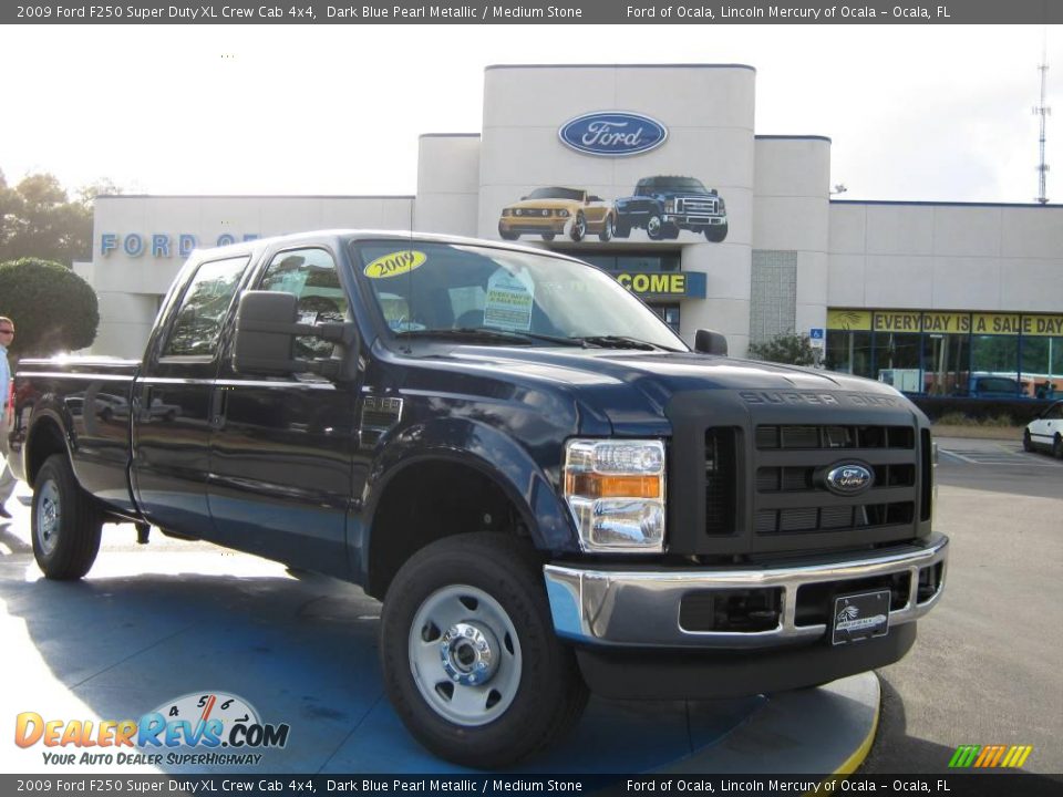 2009 Ford F250 Super Duty XL Crew Cab 4x4 Dark Blue Pearl Metallic / Medium Stone Photo #1