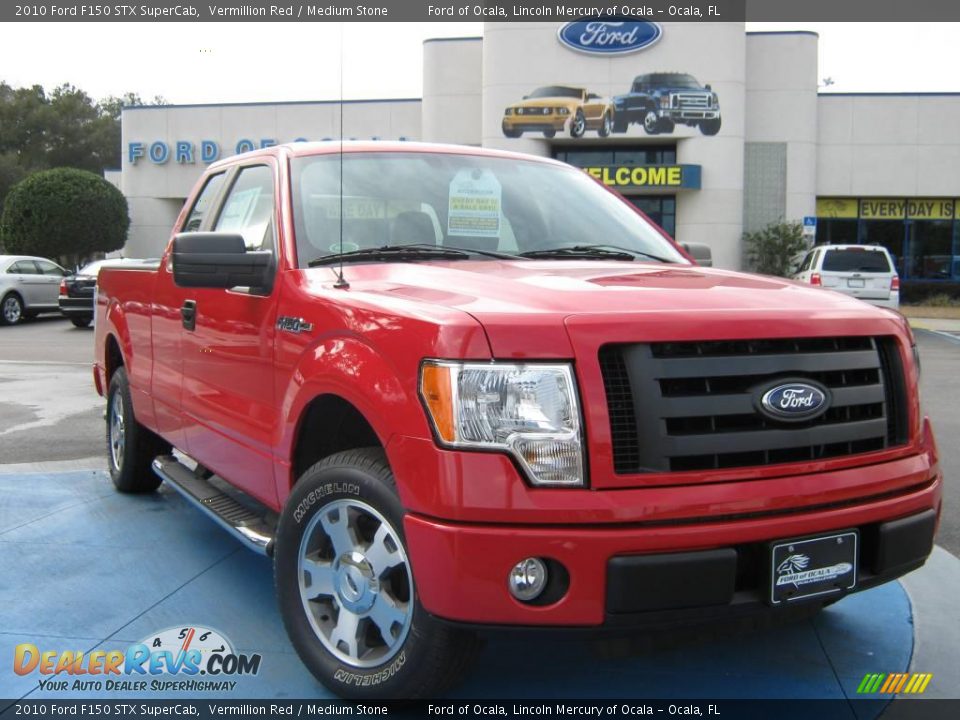2010 Ford F150 STX SuperCab Vermillion Red / Medium Stone Photo #1