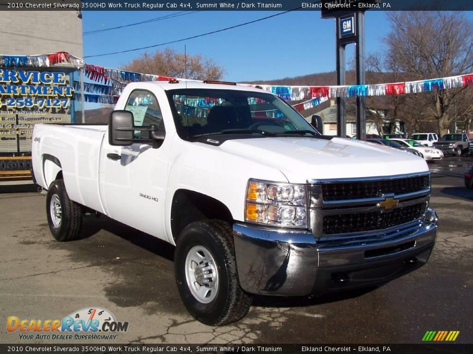 2010 Chevrolet Silverado 3500HD Work Truck Regular Cab 4x4 Summit White / Dark Titanium Photo #2