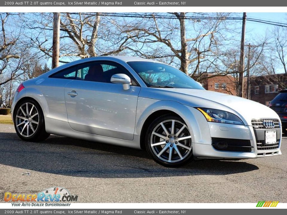 2009 Audi TT 2.0T quattro Coupe Ice Silver Metallic / Magma Red Photo #6