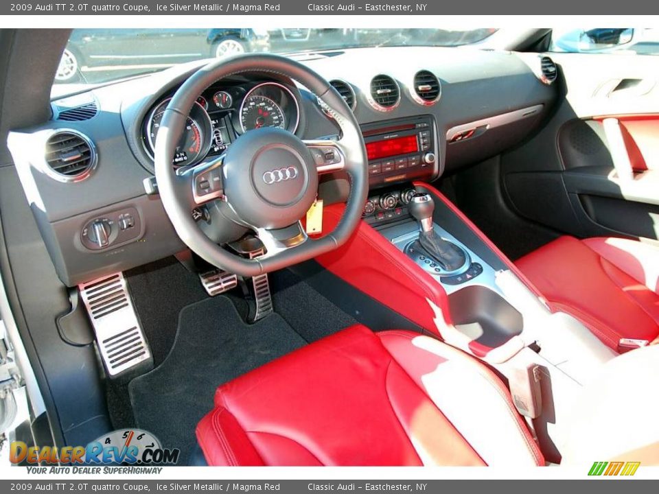 2009 Audi TT 2.0T quattro Coupe Ice Silver Metallic / Magma Red Photo #12