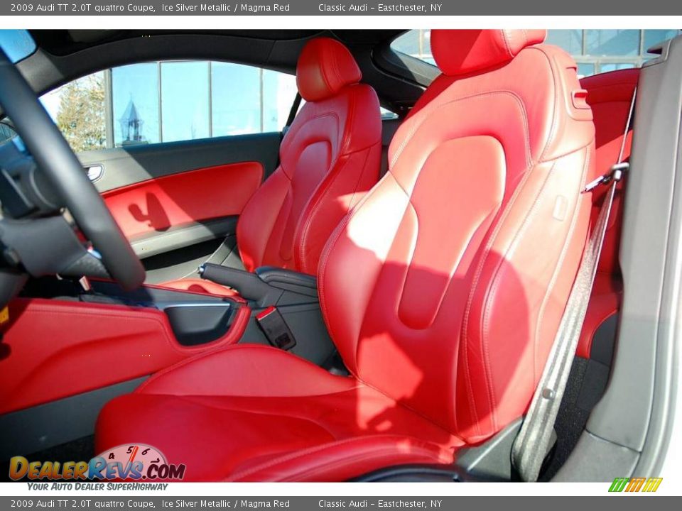 2009 Audi TT 2.0T quattro Coupe Ice Silver Metallic / Magma Red Photo #13