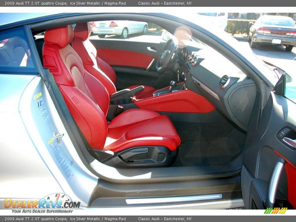 2009 Audi TT 2.0T quattro Coupe Ice Silver Metallic / Magma Red Photo #18