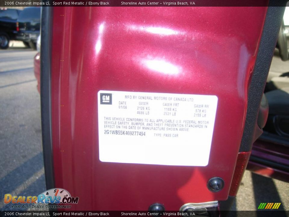 2006 Chevrolet Impala LS Sport Red Metallic / Ebony Black Photo #20