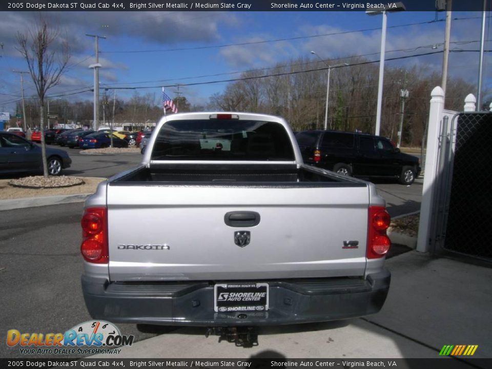 2005 Dodge Dakota ST Quad Cab 4x4 Bright Silver Metallic / Medium Slate Gray Photo #5