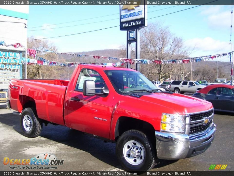 2010 Chevrolet Silverado 3500HD Work Truck Regular Cab 4x4 Victory Red / Dark Titanium Photo #1
