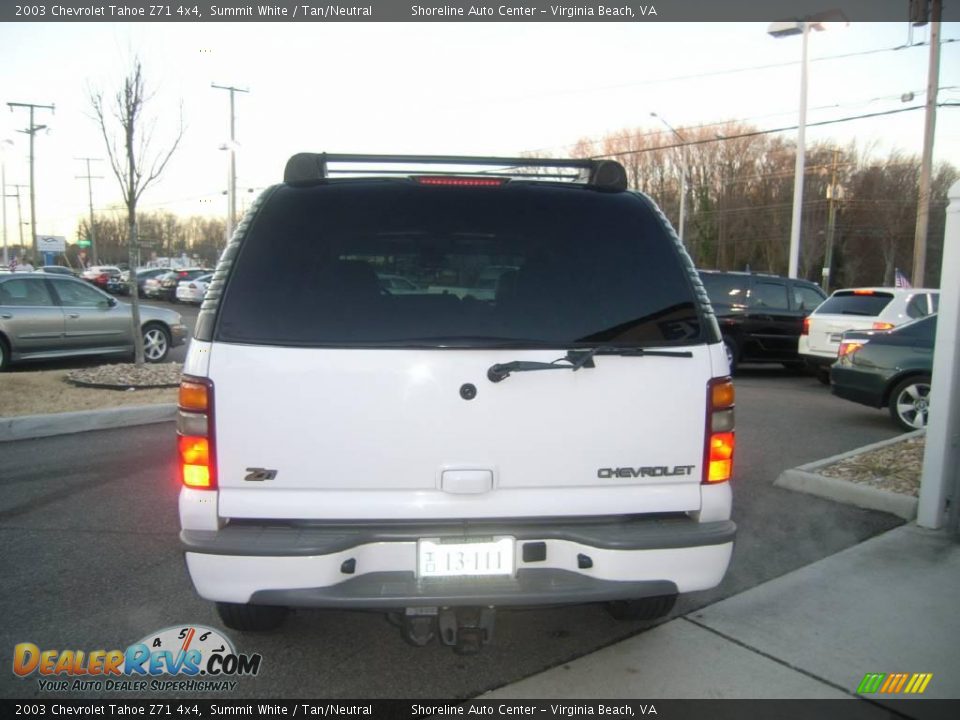 2003 Chevrolet Tahoe Z71 4x4 Summit White / Tan/Neutral Photo #5