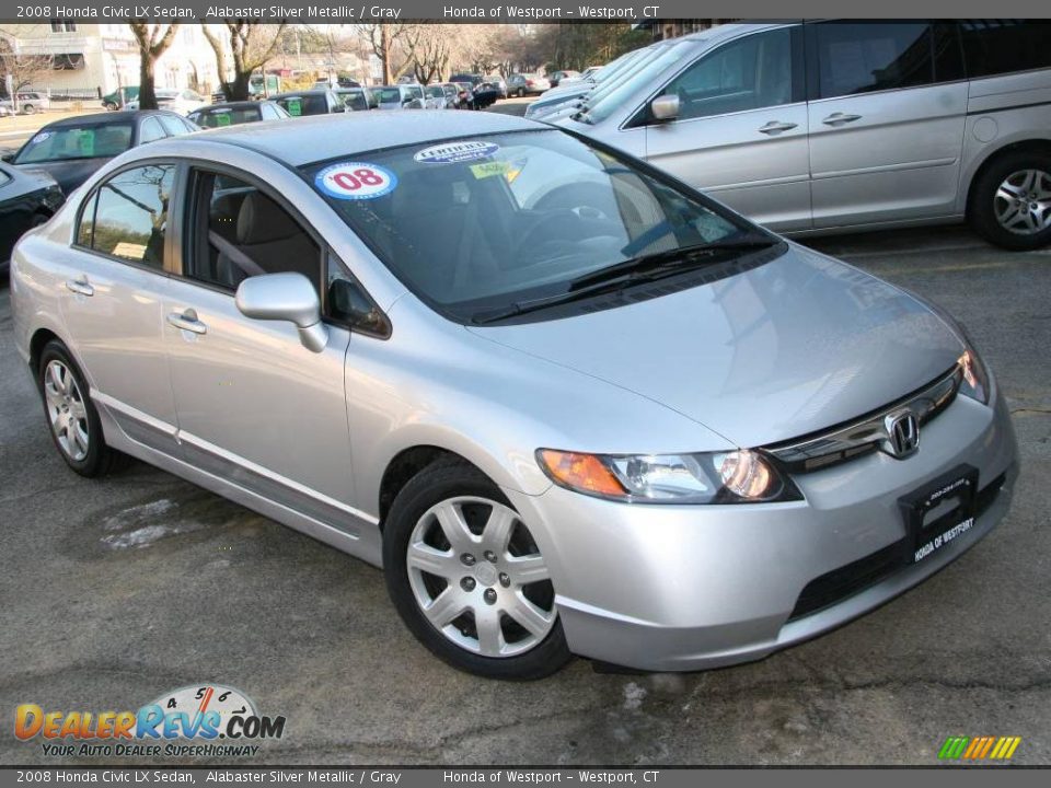 2008 Honda Civic LX Sedan Alabaster Silver Metallic / Gray Photo #3