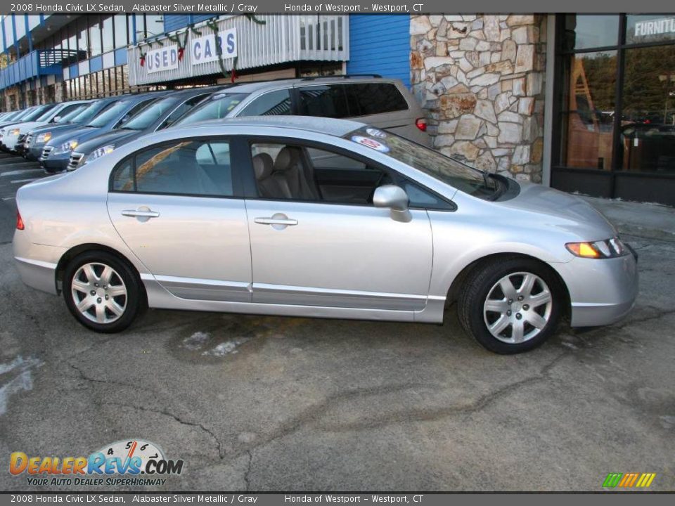 2008 Honda Civic LX Sedan Alabaster Silver Metallic / Gray Photo #4