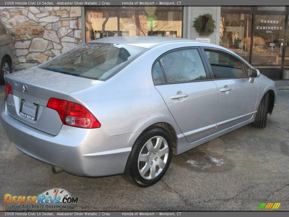 2008 Honda Civic LX Sedan Alabaster Silver Metallic / Gray Photo #5
